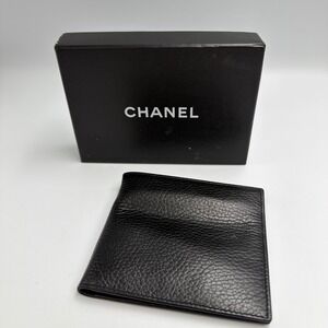 Vintage Italian made Black Tumbled Leather bi-fold Mark Cross men's wallet